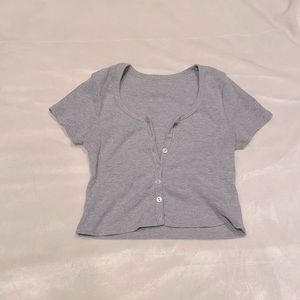 American apparel ribbed button down t-shirt crop